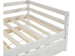 Cama Dupla De 2 X 90 X 190 Cm Em Pinho Macico E Mdf Cor Esbranquicada + Colchão - Aedan Ii