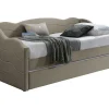 Cama Dupla Em Forma De Banco 2 X 90 X 190 Cm Veludo Bege - Lenvia