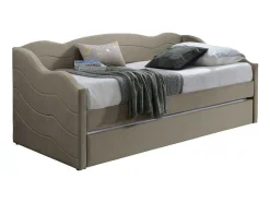 Cama Dupla Em Forma De Banco 2 X 90 X 190 Cm Veludo Bege - Lenvia