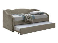 Cama Dupla Em Forma De Banco 2 X 90 X 190 Cm Veludo Bege - Lenvia
