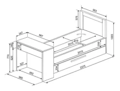 Cama Dupla 2X90X200 Cm, Com Secretária Cor Natural E Antracite - Vouani