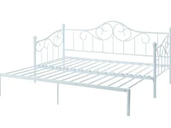 Cama Dupla 2X90X200 Ou 180X200 Cm Em Metal Branco - Sebille