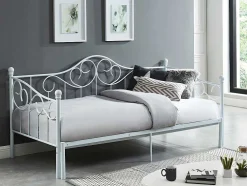 Cama Dupla 2X90X200 Ou 180X200 Cm Em Metal Branco - Sebille