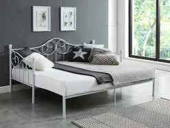 Cama Dupla 2X90X200 Ou 180X200 Cm Em Metal Branco - Sebille