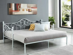 Cama Dupla 2X90X200 Ou 180X200 Cm Em Metal Branco - Sebille