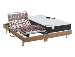 Cama Elétrica Articulada Com Discos De Molas, Colchão De Molas Ensacadas E Memória De Forma - Motores Okin - Carvalho - 2X90X200 Cm - Phanes