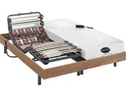 Cama Elétrica Articulada Estrado De Ripas, Terminais Eletricos Colchão Memória De Forma E Bambu Damysos - Motores Okin - 2X90X200 Cm - Carvalho