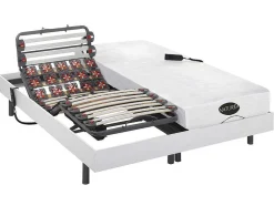 Cama Elétrica Articulada Estrado De Ripas, Terminais Eletricos Colchão Memória De Forma E Bambu Damysos - Motores Okin - 2X80X200 Cm - Branco