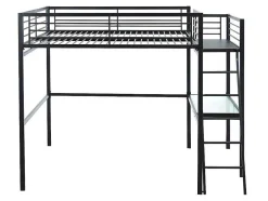 Cama Mezzanine Com Plataforma De Secretária 140X190 Cm Antracite - Casual Ii
