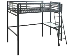 Cama Mezzanine Com Plataforma De Secretária 140X190 Cm Antracite - Casual Ii