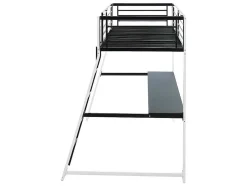 Cama Mezzanine Com Secretária Integrada 90X190 Cm Preto E Branco - Malicia
