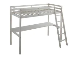 Cama Mezzanine Com Secretária 90X190 Cm Em Pinho Macico Esbranquicado - Gedeon