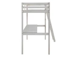 Cama Mezzanine Com Secretária 90X190 Cm Em Pinho Macico Esbranquicado + Colchão - Gedeon