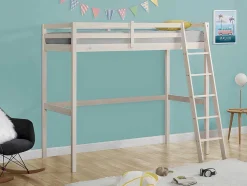 Cama Mezzanine 90X190 Cm Em Pinho Macico Esbranquicado + Colchão - Gedeon
