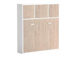 Cama Rebatível 140X200 Cm Abertura Horizontal Manual Com Espacos De Arrumação Cor Natural E Branco - Elianor Ii