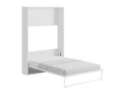 Cama Rebatível 140 X 200 Cm, Abertura Vertical Manual, Branco E Cinza + Colchão - Malina Ii