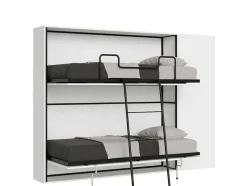 Cama Retratil Beliche Solteiro Horizontal Kando Com Colchões Composicao H Cinza Branca