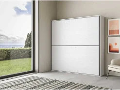 Cama Retratil Beliche Solteiro Horizontal Kando Com Colchões Cinza Branca