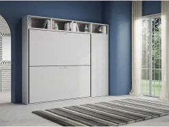 Cama Retratil Beliche Solteiro Horizontal Kando Composicao I Cinza Branca