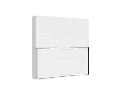 Cama Retratil Solteiro Horizontal Kando Com Colchão Composicao D Cinza Branca