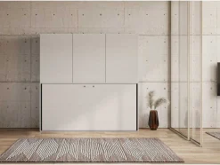 Cama Retratil Solteiro Horizontal Kando Com Colchão Composicao D Cinza Branca