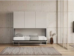 Cama Retratil Solteiro Horizontal Kando Com Colchão Composicao D Cinza Branca