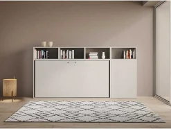 Cama Retratil Solteiro Horizontal Kando Com Colchão Composicao A Cinza Branca