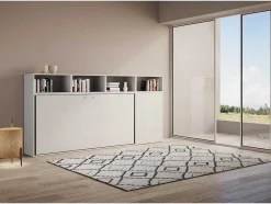 Cama Retratil Solteiro Horizontal Kando Com Colchão Composicao A Cinza Branca