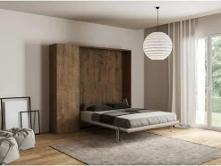 Cama Retratil 160 Vertical Kentaro Com Armário Coluna Nogueira