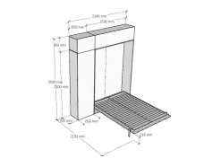 Cama Retratil 140 Vertical Kentaro Com Armário Coluna E Armários Suspensos Cinza Branca