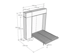 Cama Retratil 160 Vertical Kentaro Com Armário Coluna E Armários Suspensos Cinza Branca
