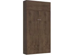 Cama Retratil 140 Vertical Kentaro Com Armário Suspenso Nogueira