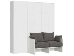 Cama Retratil 140 Vertical Kentaro Sofá Com Armário Coluna Cinza Branca - Alessia 20
