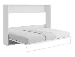 Cama Retratil 140 X 200 Cm Abertura Horizontal Manual Branco + Colchão - Malina Ii