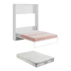 Cama Retratil 160 X 200 Cm Abertura Vertical Manual Branca E Cinza + Colchão - Malina Ii