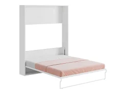 Cama Retratil 160 X 200 Cm Abertura Vertical Manual Branca E Cinza + Colchão - Malina Ii