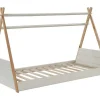 Cama Tenda De 90X190 Cm Em Pinho Cor Branco E Natural - Sioux