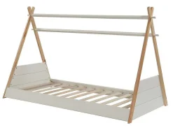 Cama Tenda De 90X190 Cm Em Pinho Cor Branco E Natural - Sioux