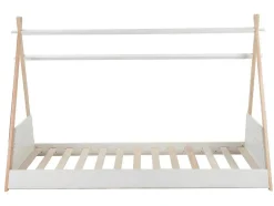 Cama Tenda De 90X190 Cm Em Pinho Cor Branco E Natural - Sioux