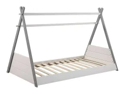 Cama Tenda De 90X190 Cm Em Pinho Cor Branco E Cinza - Sioux