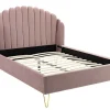 Cama 160 X 200 Cm Com Cabeceira De Cama Ondulada Veludo Cinzento + Colchão - Sagali