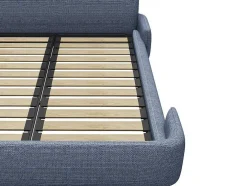 Cama 160 X 200 Cm Tecido Azul Matizado - Alodia