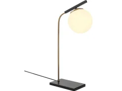 Candeeiro De Mesa Art Deco Em Metal E Globo Em Vidro De C. 25 X A. 55 Cm Cor Preto - Yildiz