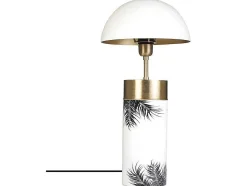Candeeiro De Mesa Cogumelo Estilo Art Deco Agaric - Ferro - 26X26X54 Cm - Branco, Dourado E Preto