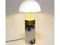 Candeeiro De Mesa Cogumelo Estilo Art Deco Agaric - Ferro - 26X26X54 Cm - Branco, Dourado E Preto