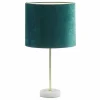 Candeeiro De Mesa Em Veludo Estilo Charmoso Aegon - Base Em Marmore - 25X25X43 Cm - Verde