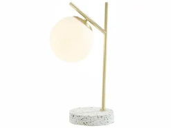Candeeiro De Mesa Estilo Vintage Lullaby - Base Em Terrazzo - 23X15X38 Cm - Dourado
