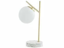 Candeeiro De Mesa Estilo Vintage Lullaby - Base Em Terrazzo - 23X15X38 Cm - Dourado