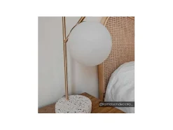Candeeiro De Mesa Estilo Vintage Lullaby - Base Em Terrazzo - 23X15X38 Cm - Dourado