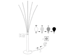 Candeeiro De Pe 5 Bracos Leds Conceptual Filae - Metal - 58 X 20 X 189 Cm - Prateado